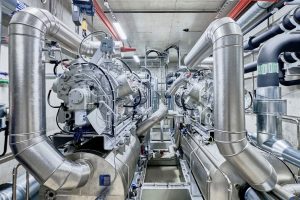 Eine der drei Wärmepumpen